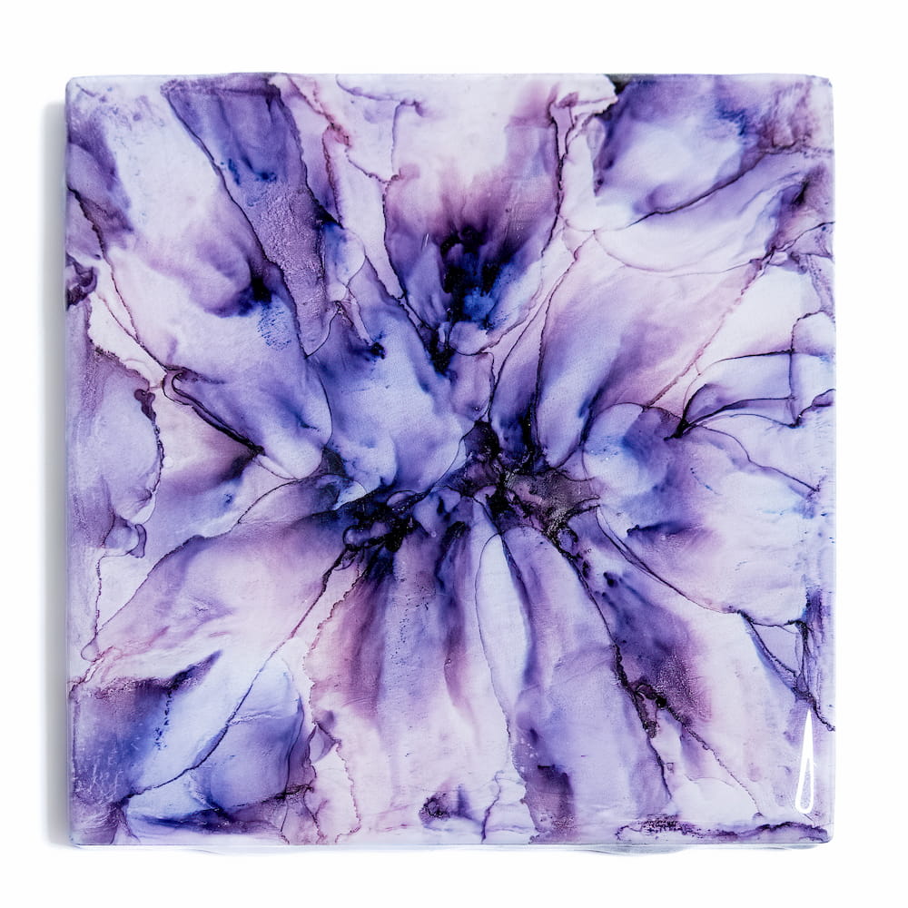Purple abstract resin coaster